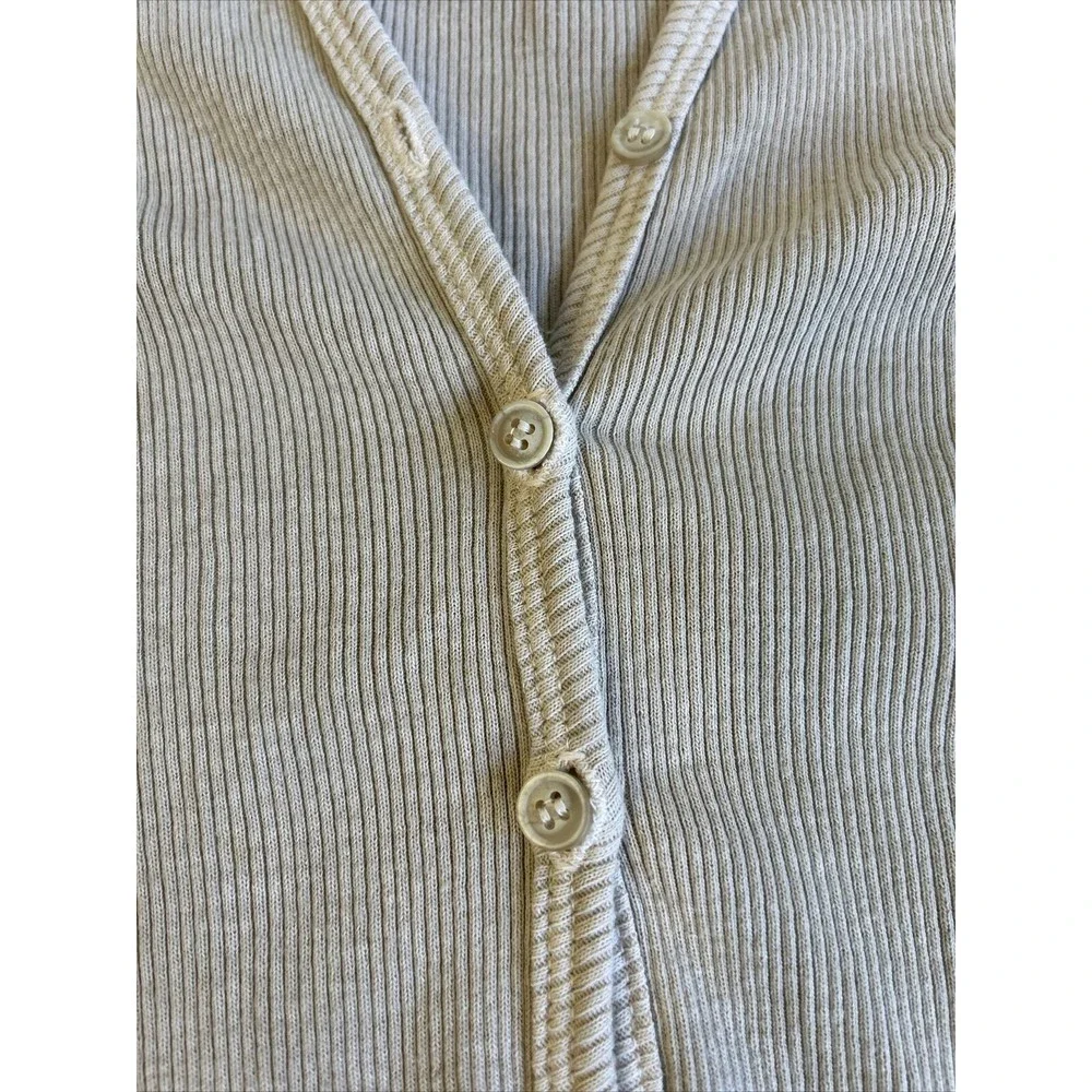 Hard Tail Womens Ribbed Cardigan Sweater Set Khaki Beige V Neck Sz Small READ - Picture 15 of 16